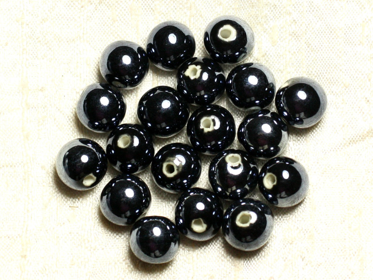 4 Stück - Porzellan Keramikperlen Kugeln 14mm Weiß - 7427039737777