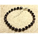 Bracelet Argent 925 et Pierre - Grenat Facetté 5mm