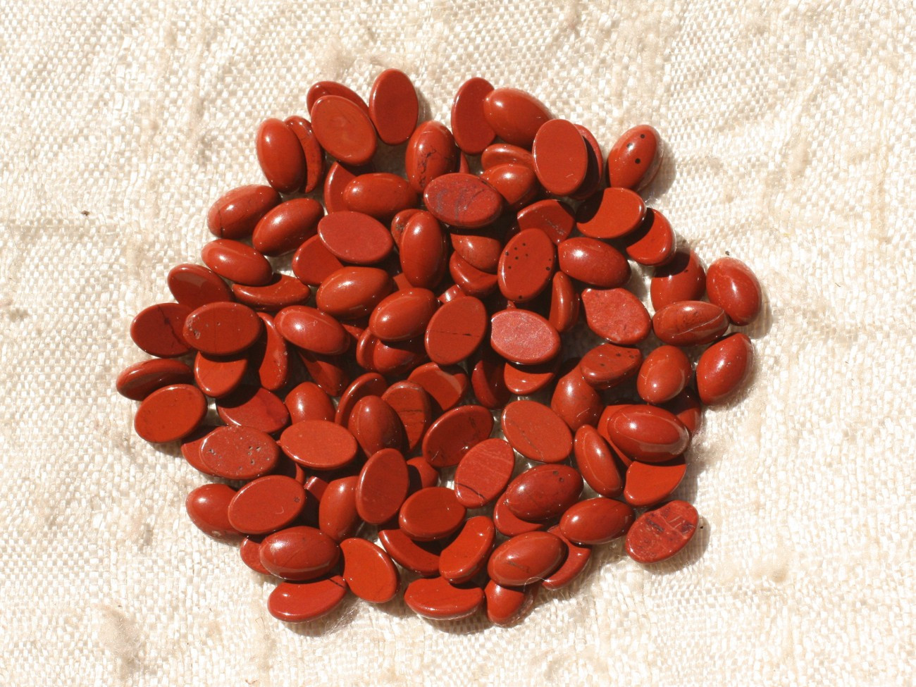 2pc - Cabochons Pierre Jaspe Rouge Ovales 6x4mm rouge marron brique - 7427039746953