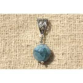 Stone Pendant - Blue Agate and Faceted Quartz 14mm