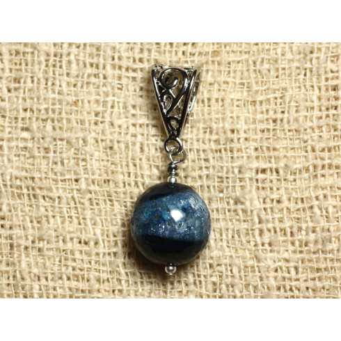 Pendentif Métal Argenté Rhodium et Pierre Agate...