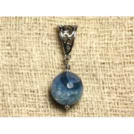 Colgante de piedra - Ágata azul y cuarzo facetado 14 mm