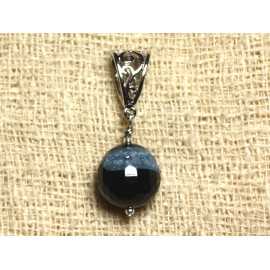 Stone Pendant - Blue Agate and Faceted Quartz 14mm