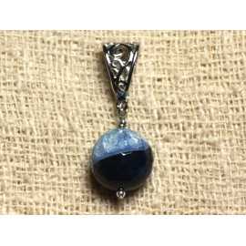 Steinanhänger - Blauer Achat und facettierter Quarz 14mm