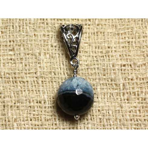 Colgante de piedra - Ágata azul y cuarzo...