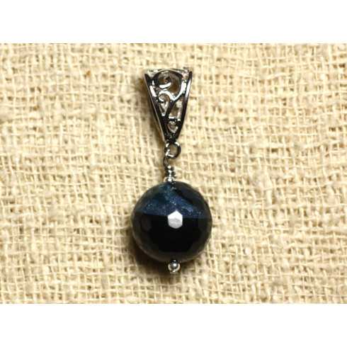 Pendentif Métal Argenté Rhodium et Pierre Agate...