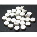 100pc - Perles Porcelaine Céramique Palets 8mm Blanc 100pc - Perles Porcelaine Céramique Palets 8mm Blanc
