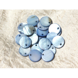 10pc - Perlas Charms Colgante Madreperla - Redondos 15mm azul turquesa 4558550004871