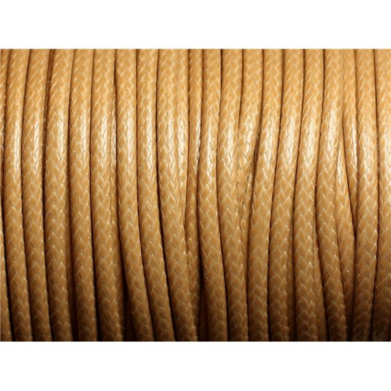 1 Bobine 45 mètres - Fil Cordon Coton Ciré 3mm Beige 