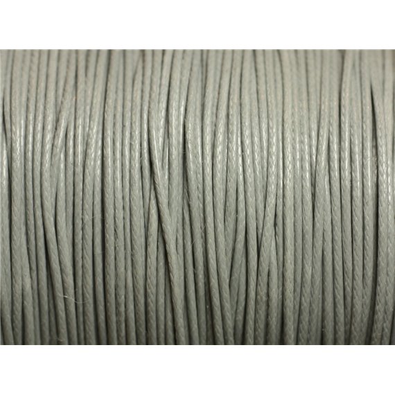 5 Mètres - Fil Corde Cordon Coton Ciré 1mm Gris clair perle pastel - 4558550016003