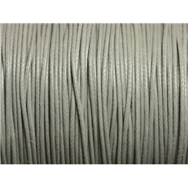 5 metres - Fil Corde Cordon Coton Ciré 1mm Gris clair perle pastel - 7427039747233