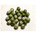 10pc - Perles Céramique Porcelaine Boules 10mm Vert Olive kaki -  4558550088765 