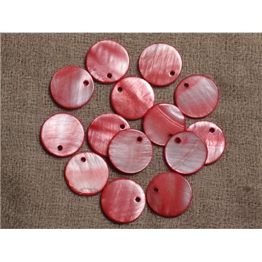 10pc - Perles Breloques Nacre Palets Roses 15mm  4558550030900