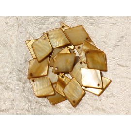 10pc - Charms Pendants Mother of Pearl Diamonds 21mm Orange 4558550019011