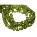 10pc - Perles de Pierre - Péridot Carrés Heishi 3-4mm - 8741140008922 