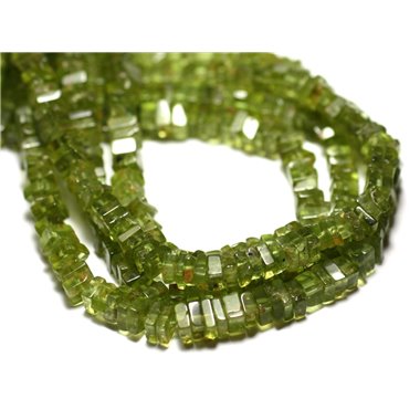 10pc - Perles de Pierre - Péridot Carrés Heishi 3-4mm - 8741140008922 