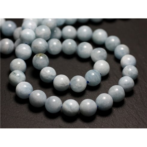 Fil 39cm 62pc env - Perles de Pierre - Aigue Marine Boules 6mm Fil 39cm 62pc env - Perles de Pierre - Aigue Marine Boules 6mm