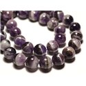 Fil 39cm 63pc env - Perles de Pierre - Améthyste Chevron Boules 6mm