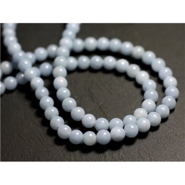 Fil 39cm 70pc env - Perles de Pierre - Angélite Boules 6mm