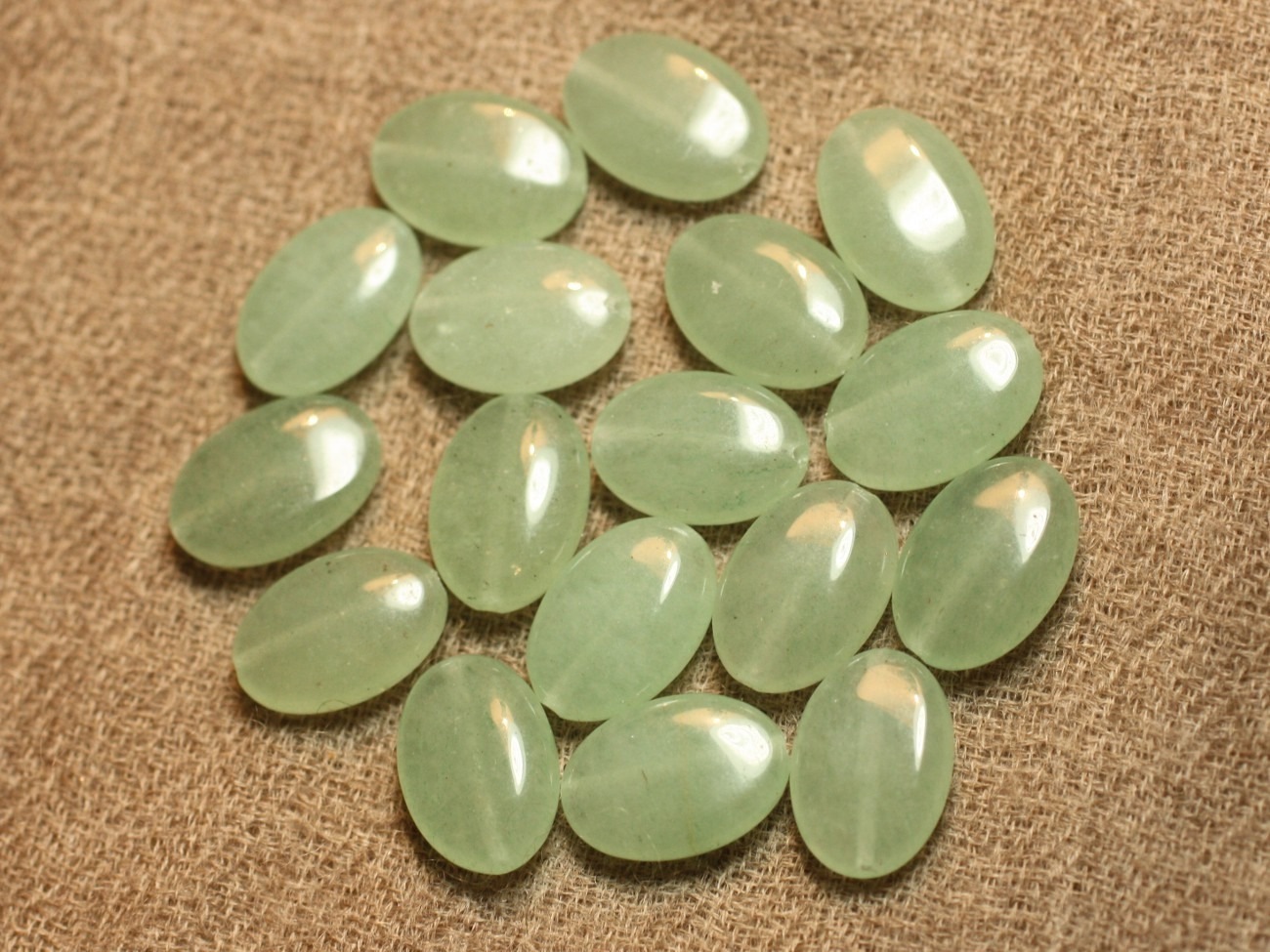 Fil 39cm 21pc env - Perles Pierre - Aventurine Verte Ovales 18x13mm