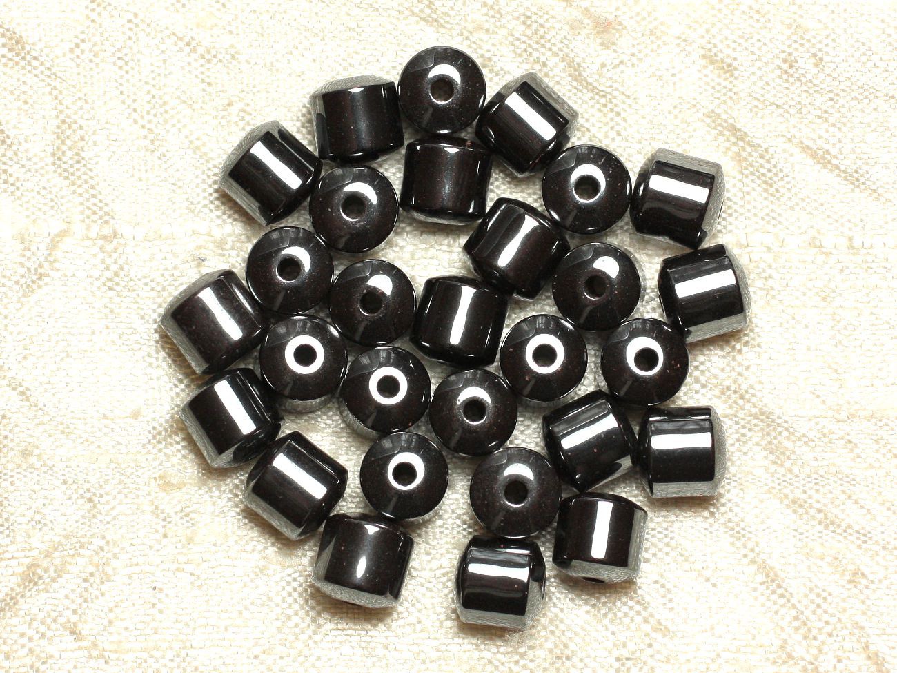 Fil 39cm 46pc env - Perles de Pierre - Hématite Cylindres Tonneaux 8mm