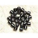 Fil 39cm 63pc environ - Perles Pierre Hématite Cylindres Tonneaux 6mm Métal gris noir
