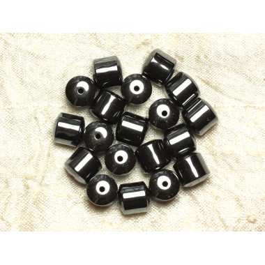 10pc - Perles Pierre Hématite Cylindres Tonneaux 10mm Métal gris noir - 7427039747677