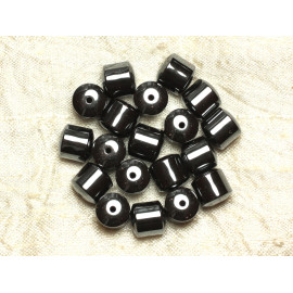 Thread 39cm 46pc approx - Stone Beads - Hematite Cylinders Barrels 8mm
