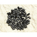 Fil 40cm 97pc environ - Perles Pierre Hématite Cylindres Tubes 4x2mm Métal gris noir