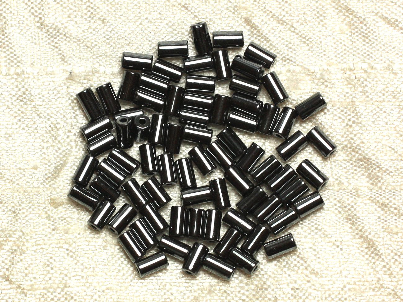 50pc - Perles Pierre Hématite Cylindres Tubes 4x2mm Métal gris noir - 7427039747691