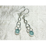 BO241 - Boucles oreilles Argent 925 et Pierre Calcédoine bleu clair Noeud Celtique 36mm BO241 - Boucles oreilles Argent 925 et Pierre Calcédoine bleu clair Noeud Celtique 36mm