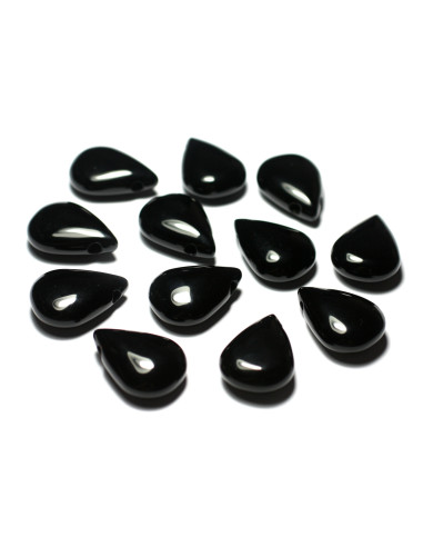 1pc - Perle Pendentif Pierre Onyx Noir Goutte 25mm - 7427039747783