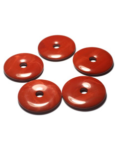 Stenen hanger ketting - rode jaspis donut Pi 20 mm 2