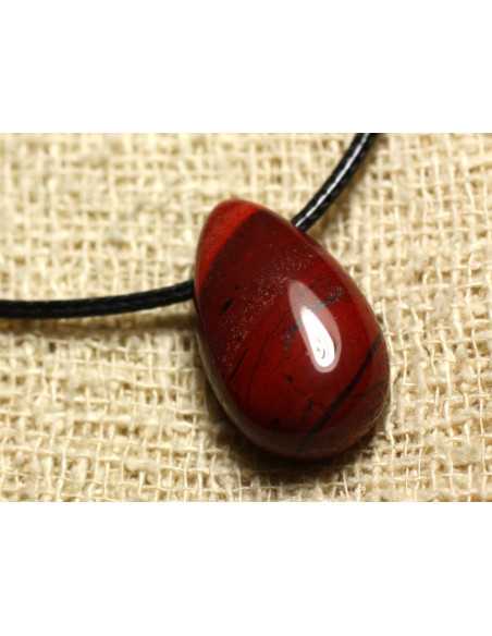 Collana con ciondolo in pietra - Diaspro rosso brecciato da 40 mm