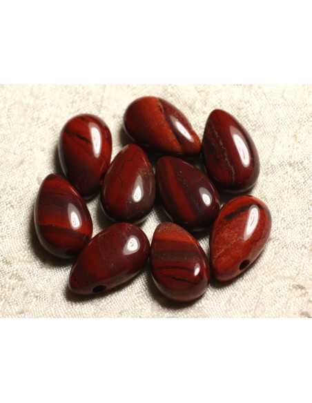 Stone Pendant Necklace - Brecciated Red Jasper 40mm Drop