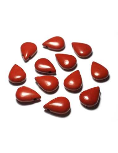 Collier Pendentif Pierre Jaspe rouge Goutte...