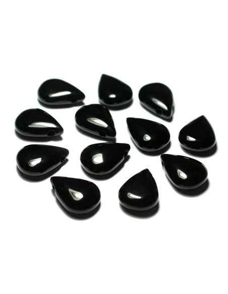 Collier Pendentif Pierre Onyx noir Goutte 25mm