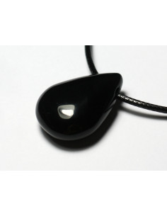 Collier Pendentif Pierre Onyx noir Goutte 25mm