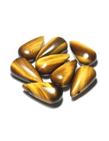 1pc - Pendente in pietra semipreziosa - Occhio di tigre e goccia di falco 40 mm 4558550013231