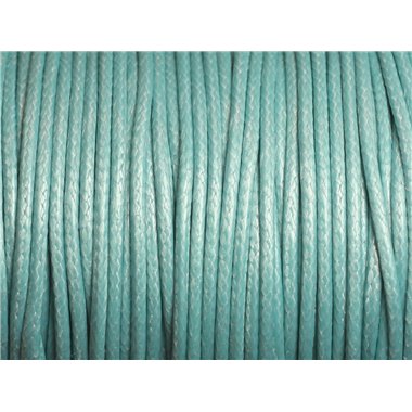 5 mètres - Cordon Coton Ciré 2mm Bleu Turquoise 4558550003850