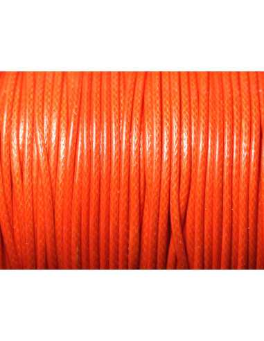 5 Mètres - Fil corde cordon coton ciré enduit 1.5mm orange fluo - 7427039747950