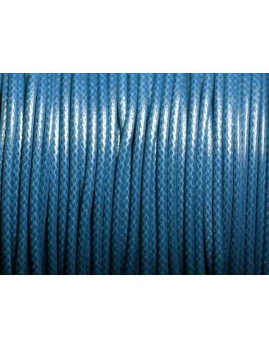 5 Mètres - Fil corde cordon coton ciré 1.5mm Bleu paon pétrole canard - 7427039747998