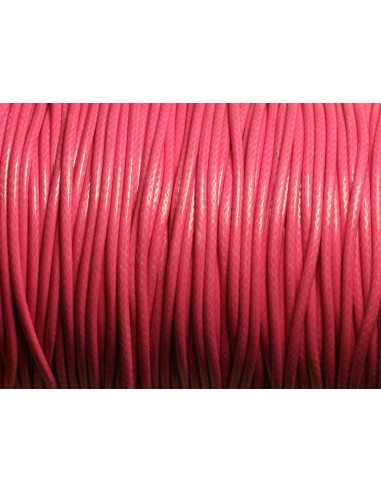 Bobine 80 mètres environ - Fil corde cordon coton ciré enduit 1.5mm Rose bonbon