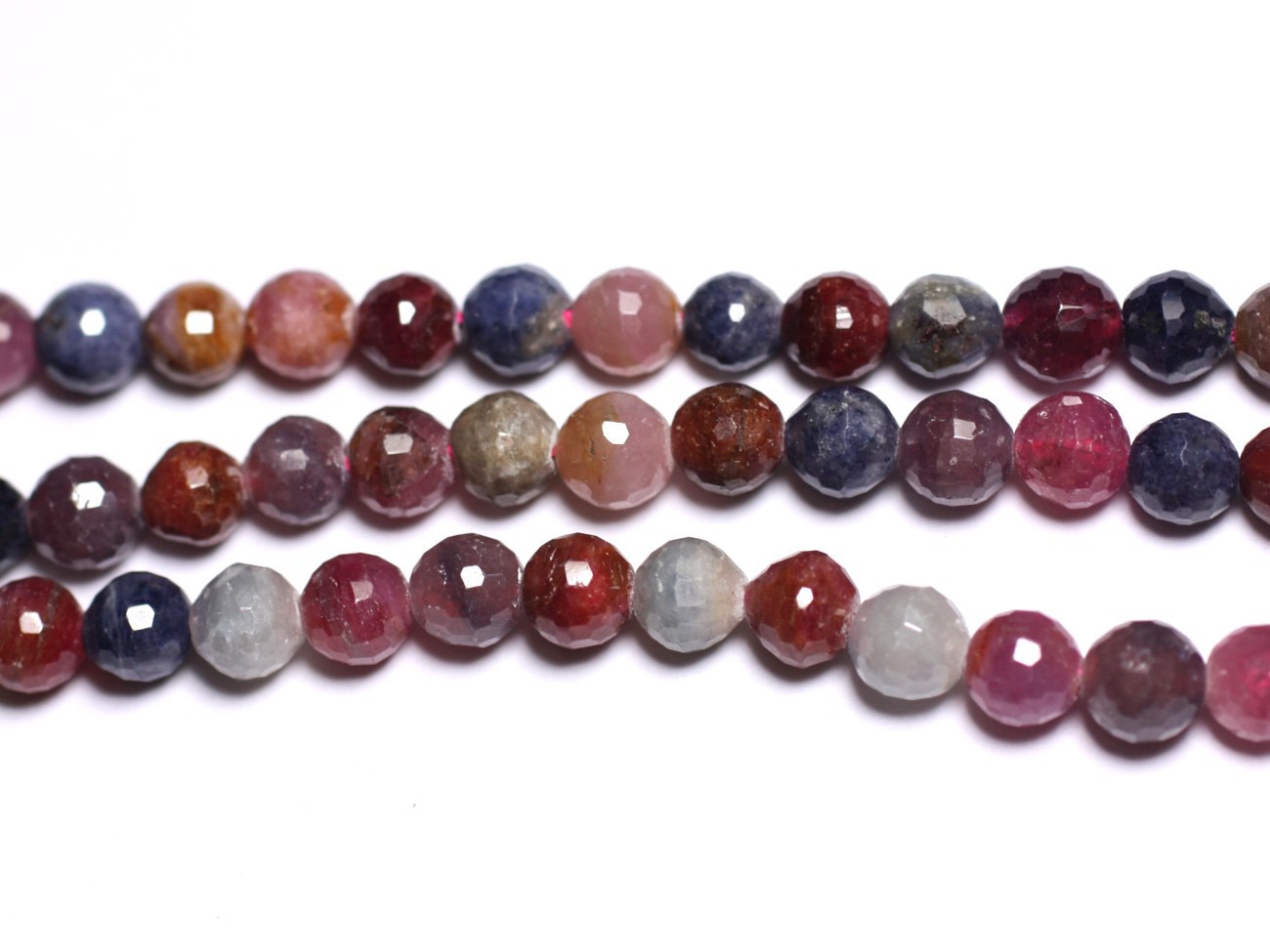 1pc - Perle de Pierre - Rubis Saphir naturels Boules Facettées 6mm - 8741140003545 