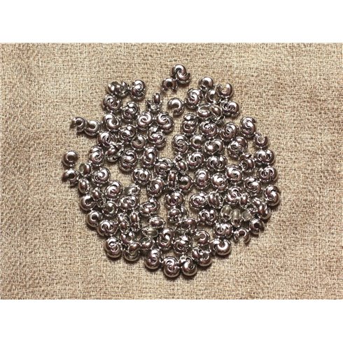 30pc - Cache Perles à écraser Métal Argenté Rhodium 4mm 4558550034748
