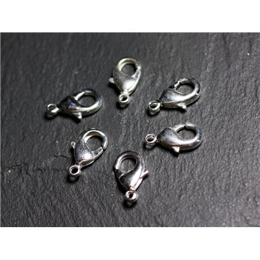 10pc - Fermoirs Mousquetons 15x8mm Métal Argenté Qualité - 4558550088550