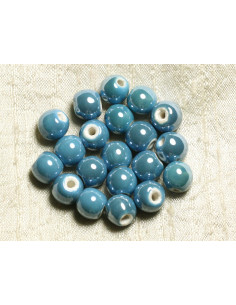 20pc - Perles Céramique Porcelaine Boules 6mm Bleu...