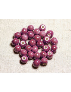 10pc - Porcelain Ceramic Pink Mauve Beads 10mm 4558550009500
