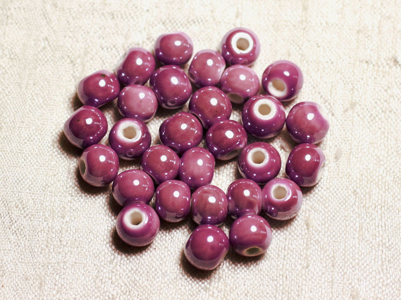 10 Stück - Porzellanperlen Keramik Rosa Lila Kugeln 10mm 4558550009500
