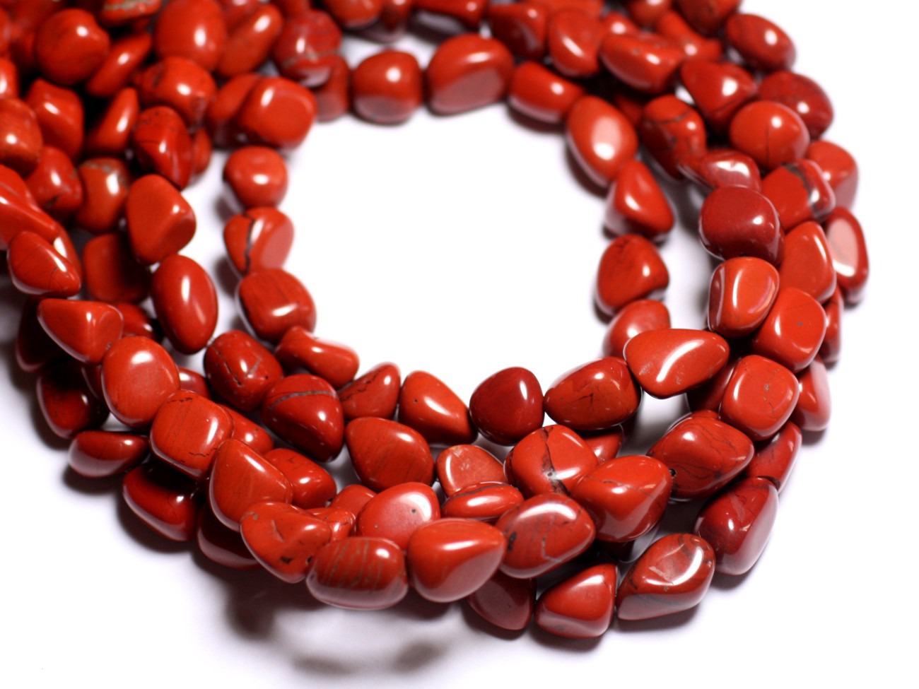 Fil 39cm 44pc env - Perles de Pierre - Jaspe Rouge Nuggets 6-9mm 